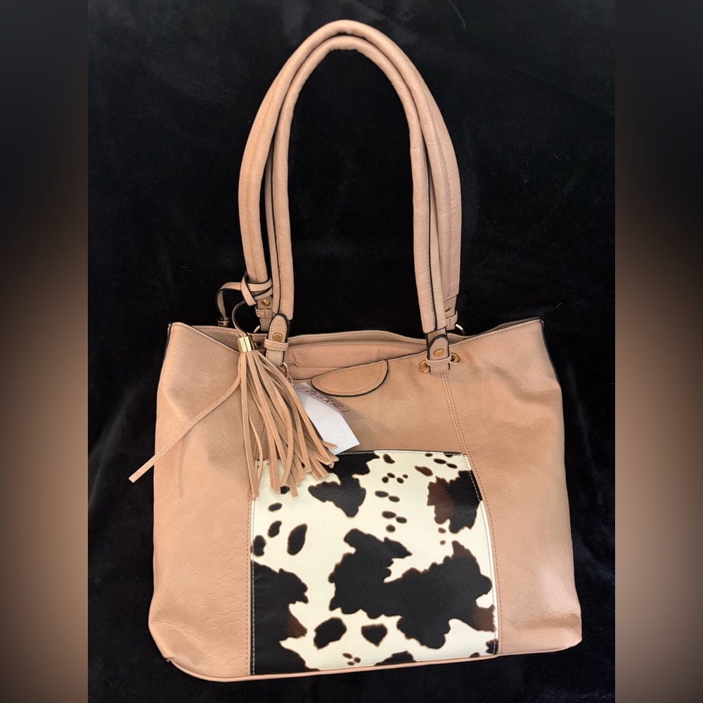 Elegant Tan and Black Tote Bag